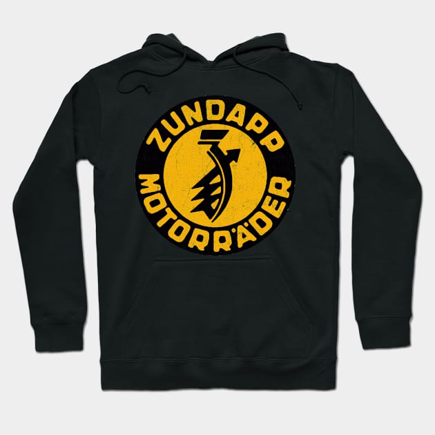 Defunct Zundapp Motorcycles / Faded Vintage Style Hoodie by CultOfRomance